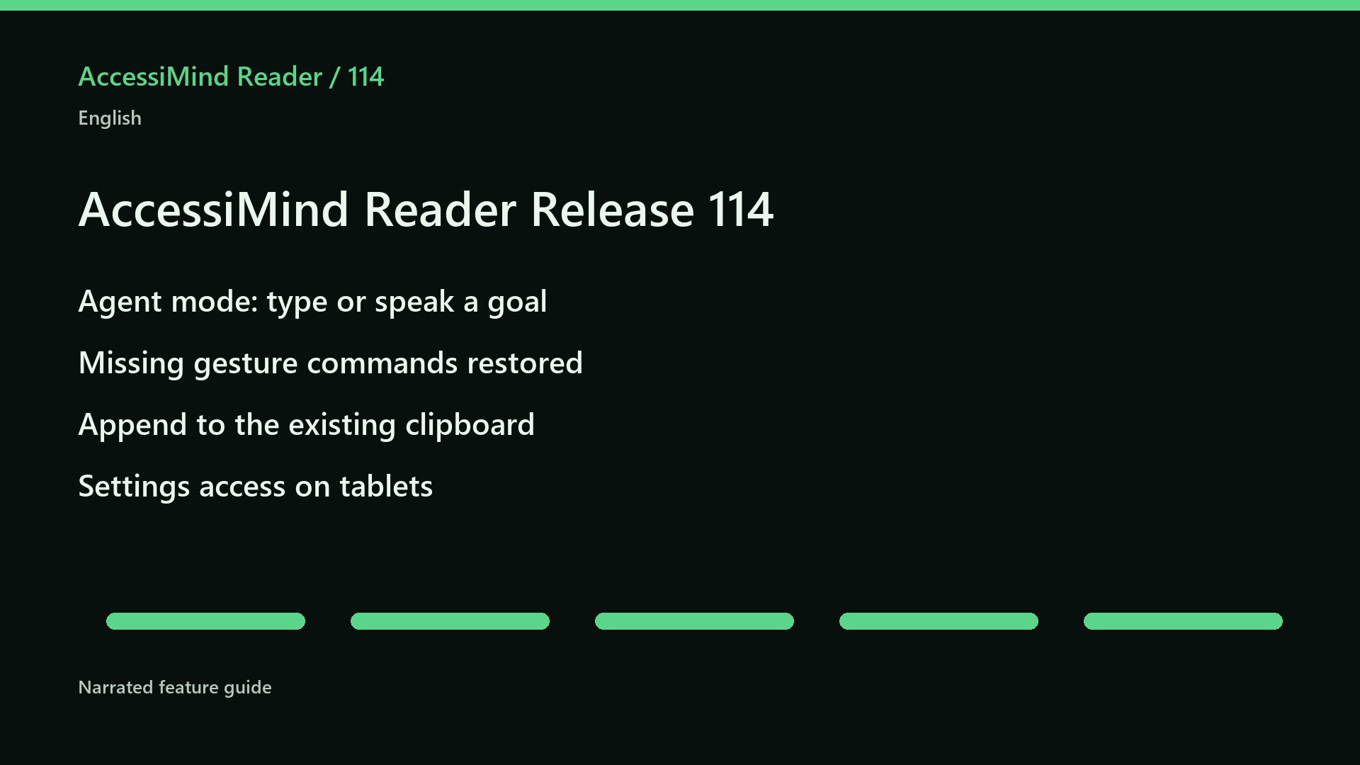 114 feature overview: Agent mode, gesture commands, clipboard append and tablet settings.